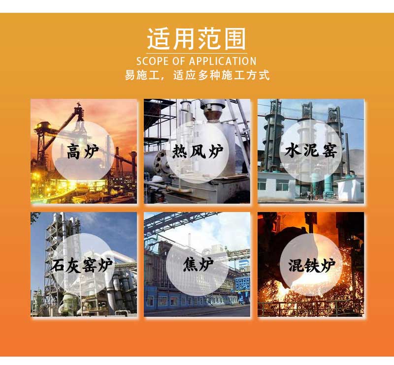 莫來(lái)石質(zhì)高耐磨耐火澆注料適用范圍